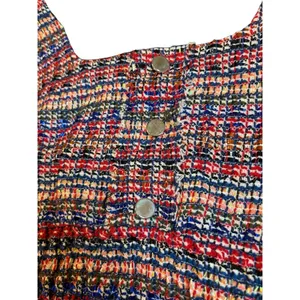Zara Tweed Crop Tank Top Womens Medium Multicolor Plaid Button Front Square Neck thumbnail 11