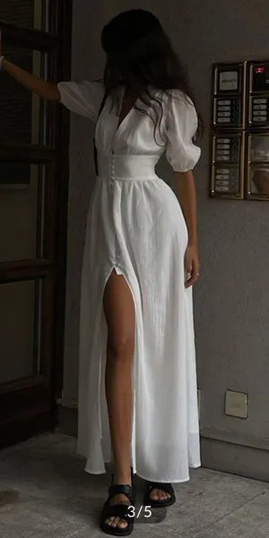 Linen Button Down Dress Size L thumbnail 2