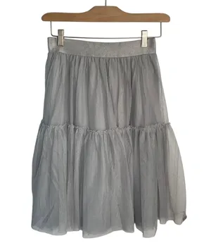 Lauren Conrad Dress Up Shop Flint Gray Ruffle Tulle skirt New w Tag W-381 Sz S thumbnail 1
