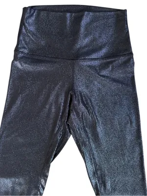 EUC Lululemon Align High-Rise Shimmer Leggings Luxe Shime Foil Navy Silver Sz. 4 thumbnail 4