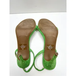 Marc Fisher Sandals Womens 7 Green Betila‎ Slingback Heels Rhinestone Accents thumbnail 9