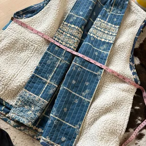 FREE PEOPLE Vera Plaid Patch‎ Sherpa Vest Oversized Boho Size Small thumbnail 7