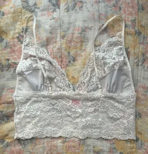 Vintage white lace lingerie crop top thumbnail 2