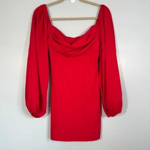 Princess Polly Lillie Corset Mini Dress Long Puff Sleeve Bodycon Red Formal HOCO thumbnail 2