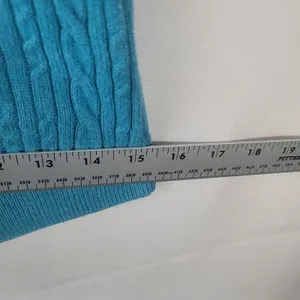 Croft & Barrow Teal Blue Cable Knit Sweater Crewneck Long Sleeve Women's Size M thumbnail 5