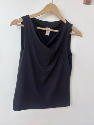 W² Black Cowl Neck Sleeveless Top | Size S | Made in USA thumbnail 4