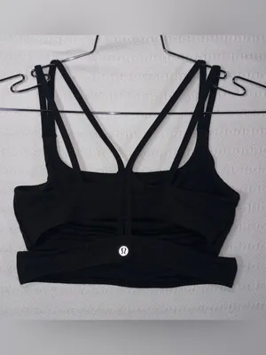 Lululemon Ribbed Nulu Strappy Yoga Longline Bra Light Support Size 4 Black Yoga thumbnail 4