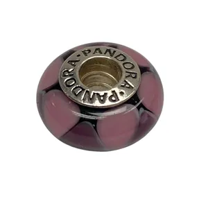 Pandora Purple Murano Glass Charm Bead 925 Sterling Silver Authentic thumbnail 1