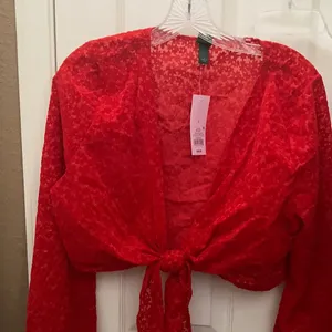 FINAL MARKDOWN Wild fable flocked tie front shrug medium Nwt thumbnail 1