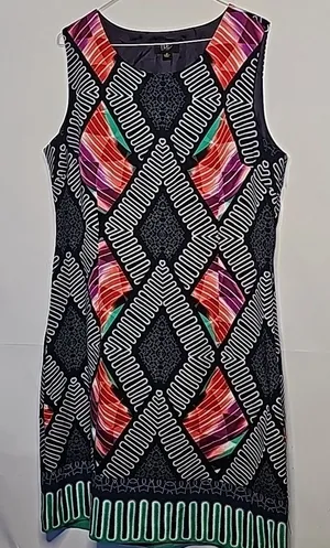 ILE I LE New York sheath diamond abstract sleeveless career holiday dress sz 12 thumbnail 1