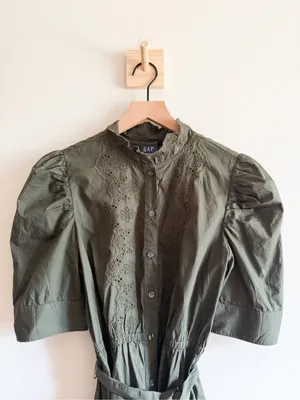 GAP Puff Sleeve Eyelet Mini Dress Size S thumbnail 4