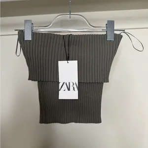 Zara Ribbed Knit Top in Olive Green thumbnail 2