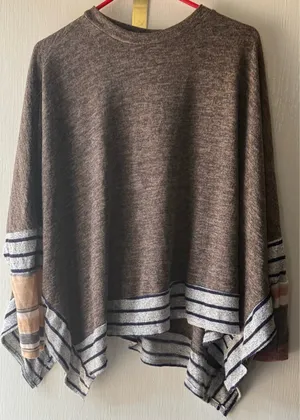 Boho Poncho Top Very Oversized Brown Size M thumbnail 2