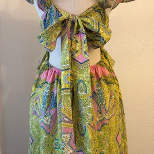 A Loves A Maxi Dress M Boho Ruffle Tie Back Cutout Paisley Wedding Resort‎ NWT thumbnail 6
