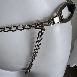 Vintage Hip Chain Link Belt With Leather Festival Boho Size S thumbnail 4