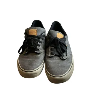 Vans Men’s Size 12 Gray Canvas Low Top Sneakers w/ Tan Leather Accents thumbnail 1