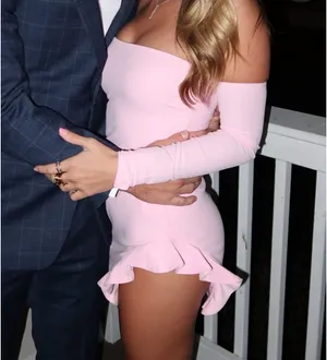 Lucy in the Sky scuba ruffle mini dress thumbnail 2
