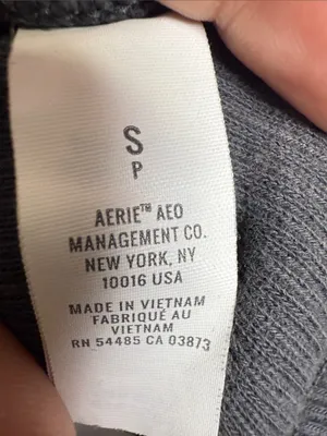 Aerie Waffle Knit Gray Wash Oversize Crop Sweatshirt Hoodie W2347 Sz S thumbnail 4