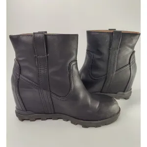 Black Wedge Boot Size 8 Side Zipper thumbnail 5
