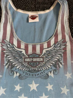 Harley Davidson Wausau, WI Women's Tank Top Stars And Stripes Medium thumbnail 2