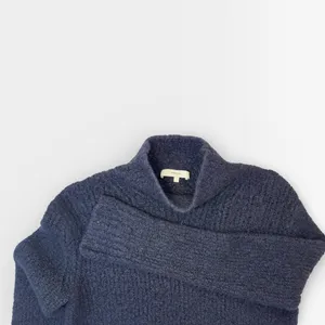 Vince Navy Blue Wool Cashmere Turtleneck Boucle Knit Sweater Small thumbnail 5