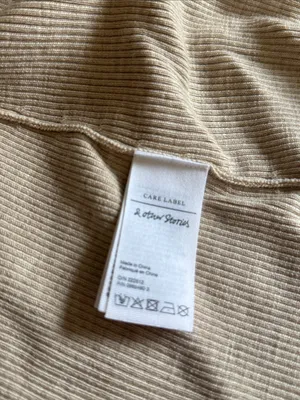 & Other Stories Wool Blend Long Fitted Ribbed Knit Collar Cardigan Beige XS thumbnail 5