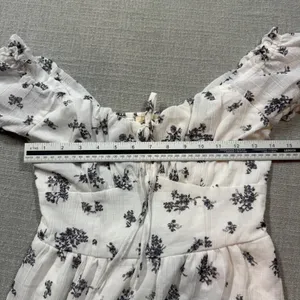 Hint of Blush Floral Midi Dress Small White Black Boho‎ Smocked Back Lace thumbnail 5