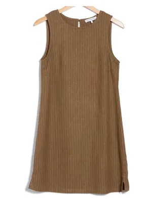WeWoreWhat Stripe Linen Blend A-Line Muscle Mini Dress Brown NWT XS thumbnail 6
