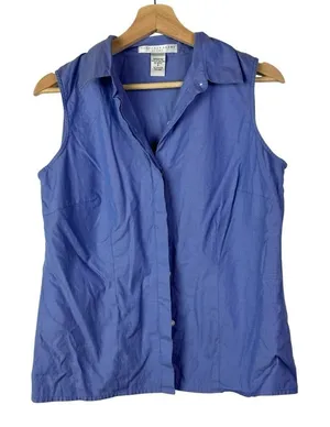 Vintage Geoffrey Beene Sport Blue Collar Y2K Button Down Tank‎ Top 8 thumbnail 1
