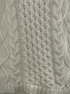 Madewell Cable Knit Cream Off White Long Sleeve Chunky Pullover Sweater Small thumbnail 2