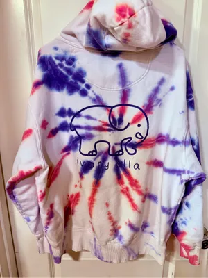 ivory ella Kids Tie-Dye Hoodie in Pink & Purple Swirl thumbnail 3