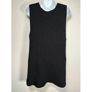 LULUS Sweater Vest Medium Black Ribbed V-Neck‎ Knit Minimalist Layering Chic thumbnail 4