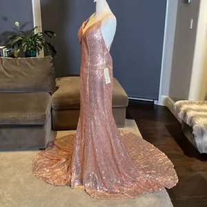Women’s Pink Fully Sequined Mermaid Style Prom Party Dress Size 6 NWT thumbnail 3