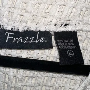 Frazzle Cardigan Womens XL White Open Weave Cotton Boho Big Button Lagenlook thumbnail 6