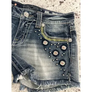 Miss Me floral embellished distressed denim cut-off shorts 27 thumbnail 2