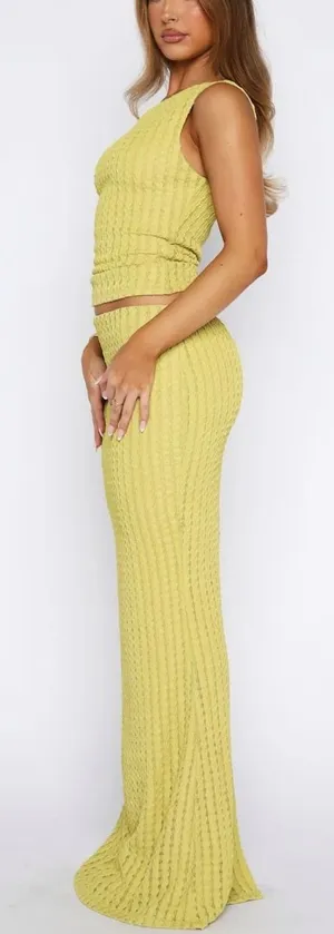 White Fox Boutique Lime Green Maxi Skirt thumbnail 1