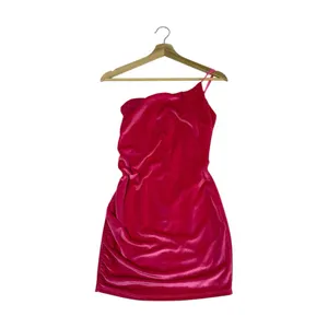 Lucy In The Sky Hot Pink Velvet Mini Dress Womens Small One Shoulder Barbiecore thumbnail 6