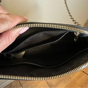 Black cross-body purse with gold detailing thumbnail 3