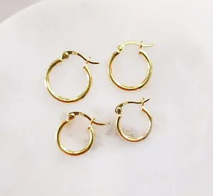 Set Of 2 Pair Sterling Silver Huggies In Gold Plating thumbnail 2