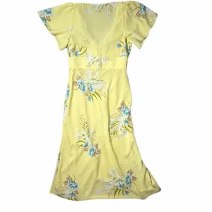 Urban Outfitters Heartmelter Midi Party Floral Button Front V-neck Dress Medium thumbnail 4
