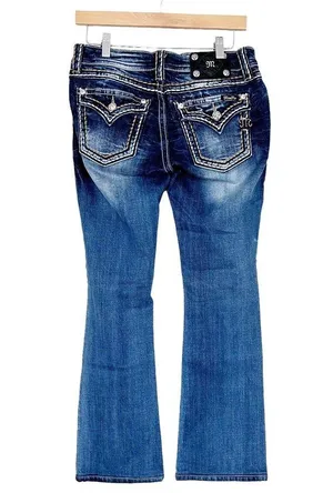 Miss Me Signature Boot Cut Flap Pocket Jeans Sz 28 thumbnail 7