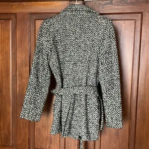 Calvin Klein Women's Black Tweed Wool Double Breasted Pea Coat Size 6 Belted thumbnail 2