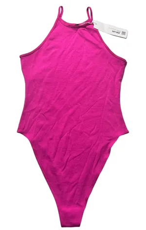 Zara Women's High Neck Pink Thin Strap Bodysuit Sz S thumbnail 1