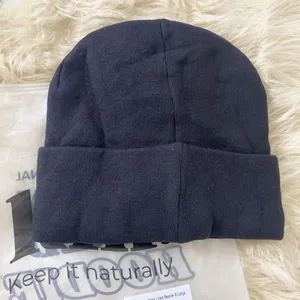 New KIN keep it Natural Black Jersey Satin Lined Beanie Size XL thumbnail 4