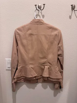 Gili Women’s Moto Jacket Tan Faux Leather Zip-Front Jacket thumbnail 2