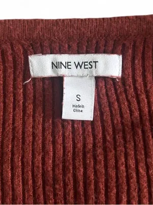 Nine West Rust Scoop Neck Ribbed Knit Sweater thumbnail 2