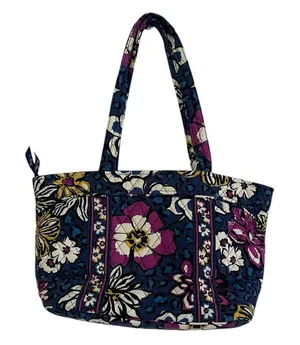 Vera Bradley African Violet Purple and Blue Mandy Tote Shoulder Bag With Pockets thumbnail 1