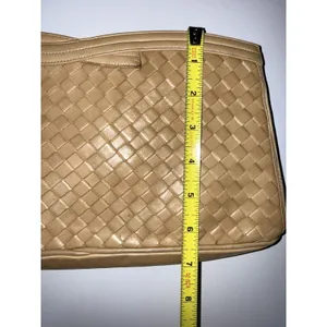 Vtg Morris Moskowitz Tan Nude‎ Handbag Purse Woven Leather Clutch 80s M thumbnail 7