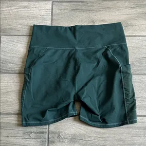 High-Waist Women's Athletic Shorts in Dark Green thumbnail 2