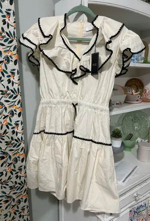 & Other Stories Cream and black dress thumbnail 1